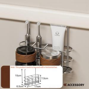 [OKLIFE. SG]Wall Mount No Punch Hanging Basket Metal Wire Storage Rack for Bathroom Shower Gel Toiletries Makeup