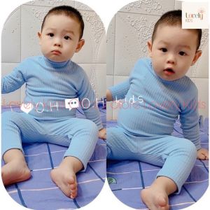 Đồ Bộ Thu Đông Tay Dài Cho Bé Trai Bé Gái 8-18kg [Giá Tốt] Bộ Quần Áo Cổ 3 Phân Thun Gân Cho Trẻ Em Trai Gái 3P MỚI Lovely Kids Official Store