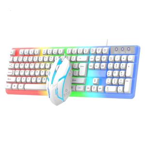 LED Backlit Large Size USB Corded Mechanical Feeling Multimedia PC Gaming Keyboard Mouse Combo Office Keyboard for Work