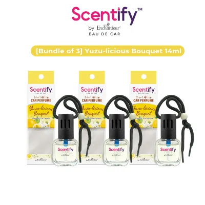 Scentify Car Perfume Yuzulicious Bouquet (14ml) x3 | 2X Long-Lasting Parfum | 2-in-1 Versatile Usage | Scentify by Enchanteur