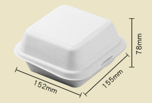 Biodegradable Sugarcane Pulp Takeout Box Disposable Clamshell Container for Burger Fried Chicken Sandwich Cake Packaging