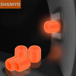 [COD] SHGMYD 4pcs Universal Fluorescent Luminous Tire Valve Stem Covers Car Tire Valve Cap Green Yellow Blue Red Fluorescent Powder