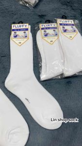Fluffy ถุงเท้านักเรียนยาวสีขาวผ้าไนลอน 1แพ็คมี 6คู่ 12คู่ ✅มีไซส์ 5-7/ 7-9/ 9-12 ฟรีไซส์ สินค้าดีผ้านิ่มใส่สบาย สินค้าถ่ายยจากสินค้าจริงจ้า📌