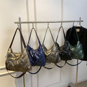 MISUPS Quilted Crossbody Shoulder Bags Large Capacity Down Cotton Padded Handbags Versatile Solid Color Messenger Bag for Women Men