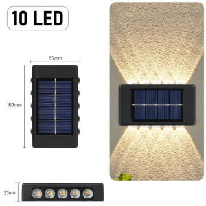 LED Solar Wall Lamp/Lampu Dinding Surya LED Outdoor Waterproof Automatic Sensor Wall Light Auto ON/OFF Street Lights Up-Down Lighting for Garden Garage for Yard Villa House Taman Fence Street Step Stairs Landscape Decorative Lights