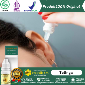 Obat Telinga Berair Bernanah Dan Bau Congek Telinga Keluar Cairan Radang Telinga Telinga Berdengung-Berdenging Obat Tetes Telinga Dengan ProPolis SM Sudah BPOM 100% Original