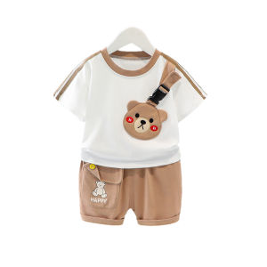 leher bulat stelan baju kaos anak laki laki imut korea katun jas pakaian bayi cowok import casual baju newborn anak perempuan
