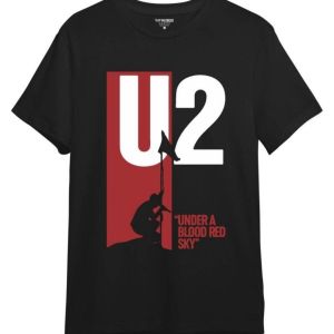Kaos band U2 Under A Blood Red Sky T shirt distro pria rock n roll