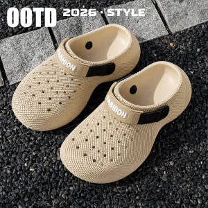 Free Shipping MenS Summer 2026 New Style Beach Sandals Featuring A Perforated Design EVA Material Non-Slip Soles Thick Platform And Height-Increasing Features Suitable For Outdoor Wear