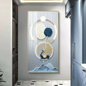 Luxury Wall Art & Decor Crystal Porcelain 3D Pattern Al Alloy Frame Porch/Living Room/Entrance/Corridor Home Use Waterproof Durable