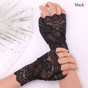 NEXTYOO Fashion Half Finger Dance Driving Gloves Fingerless Mittens Short Gloves Lace Gloves