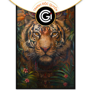 Tranh treo tường tranh dán tường Canvas con hổ tranh decor phòng khách sơn dầu. CGI-337