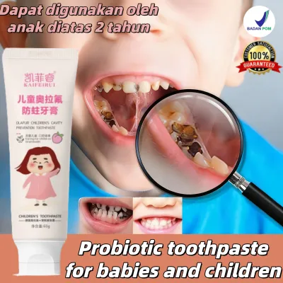 (Rasa buah persik)Pasta Gigi Anak Pasta Gigi Bayi Pemutih Gigi Perontok Kids Toothpaste Karang Gigi Pembersih Karang Gigi Kerusakan Gigi Fluorine Rendah Anti Karies Pasta Gigi Pure kids Toothpaste 60g