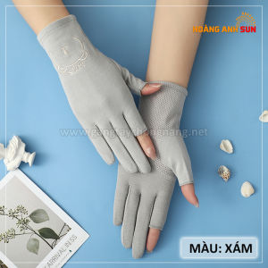 Găng tay chống nắng đi xe máy hở 2 ngón cho nữ | Găng tay mềm thật tay lái thoáng khí thoải mái khi đeo dùng điện thoại thuận tiện họa tiết gấu đáng yêu
