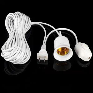3/5M/8M/10M E27 Lamp Holder Base Bulb Socket Cable Extension Pendant Light Power Cord with ON/OFF Switch COD