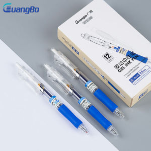 Guangbo 12 Blue Pens Blue Retractable Gel Pen Bullet Tip 0.5mm Students Writing Pen Writing Smoothly and Lasting Office Supplies Blue Pen Student Exam Blue Pen