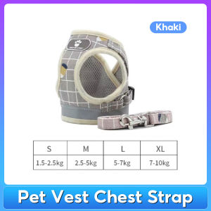 【In Stock】Pet Dog Cat Harness Reflective Pet Leash Breathable Mesh Padded Adjustable With Tow Rope Dog Leash