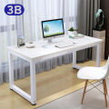 White(120/140*60*74CM)Home Office Desk Desktop Computer Table Notebook Table Installation Simple 1.6CM Thick Solid Wood Study Table. 