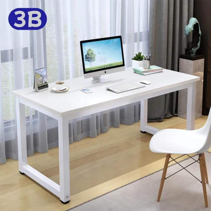White(120/140*60*74CM)Home%20Office%20Desk%20Desktop%20Computer%20Table%20Notebook%20Table%20Installation%20Simple%201.6CM%20Thick%20Solid%20Wood%20Study%20Table%20-%20Image%202