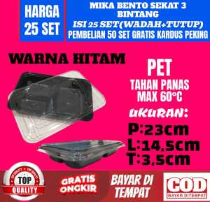 Tray Mika Bento Sekat 3 DAN 4 / Tray Bento 3 DAN 4 Sekat / Box Bento [ HARGA 25 SET ] PEMBELIAN 50 SET GRATIS KARDUS PEKING/ MIKA SUPER TEBAL