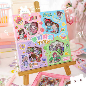 Sticker MOMO Isi 100 Lembar Stiker Waterproof Botol Minum Tumblr Kartun Viral Lucu Korea DIY/Stiker Aesthetic DIY Buku Diary / Stiker
