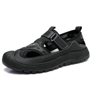MenS Non-Slip Wear-Resistant Lightweight Breathable Single Shoes With Closed Toe Mesh Sports Sandals Fashionable And Versatile With Velcro Closure