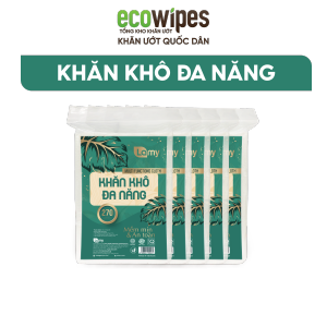 HÀNG CÔNG TY_Combo 05 túi khăn vải khô đa năng cho bé LAMY 270 tờ siêu tiết kiệm không chất tẩy trắng