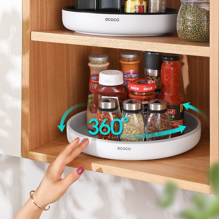 Ecoco Rotating Spice Rack Organizer Tray for Kitchen Cabinet