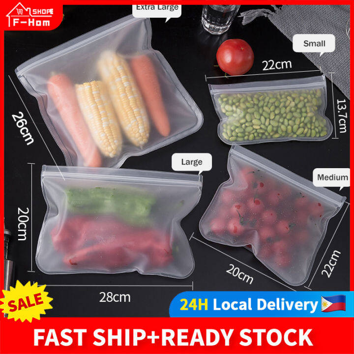 Silicone Food Storage Bag Reusable Fresh Food Preservative Bag Zip ...