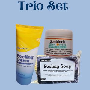 TRIO 100ml Peeling Lotion 25g Sunblock Cream +Peeling Soap