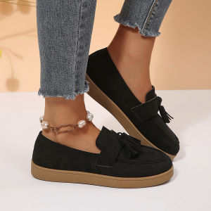 Free Shipping WomenS Slip-On Loafers 2026 Spring/Autumn New Collection Plus-Size Round-Toe Flat-Soled With Tassels