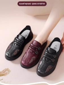 รองเท้าผ้าฝ้ายกำมะหยี่และหนาสำหรับวัยกลางคนและผู้สูงอายุ รองเท้าผ้าฝ้ายหิมะท่อสั้นกันลื่นและอบอุ่นสำหรับคุณแม่