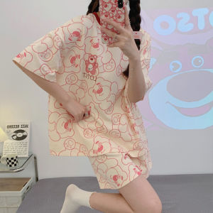 GOOTRADES คอรอบคอ ชุดนอนฤดูร้อน เสื้อแขนสั้น Cinnamoroll Kuromi Melody ชุดนอนสตรีแบบสั้น แฟชั่นสำหรับผู้หญิง หลวมหลวมๆ ชุดนอนลายการ์ตูน สำหรับผู้หญิง