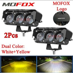 【Ready Stok】MOFOX Lampu Tembak Laser Lampu Tembak Mini 3 Mata Lampu Tembak Motor Mobil Super Bright Hi Low 50w Putih Kuning