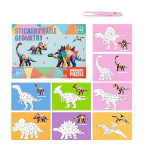 YOUSHI TOP Paper 3D Geometric Sticker Books Handmade Educational Toys Animals Sticker Book Training Game Montessori DIY Paste Material Kit Birthday Gift