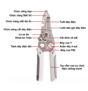 Kìm tuốt dây điện đa năng 12 trong 1 Kìm điện đa năng Thép gió HSS Lò xo ẩn