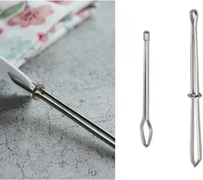 2 PCS Bodkin Needle Puller Set Flexible Bodkin Needle Puller Drawstring Threaders Adjustable Clip Elastic Rope Drawstring Cord Threader Guide Sewing Tool Threading Device for Home Use