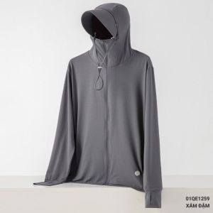 Áo Khoác Chống Nắng Nam AKUBA Có Nón Khóa Kéo Cao – Vải Cotton Cản Tia UV Thoáng Mát | 01QE1259