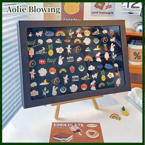 Aolie Thanh Huy hiệu lưu trữ hộp trong suốt chống bụi ngực pin hộp huy chương hiển thị đứng PU da trang sức huy chương Bộ sưu tập hiển thị khung