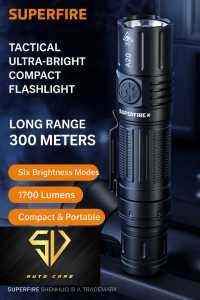 SUPERFIRE A20 20W Flashlight High-power 1700 Lumens Lampu Suluh Rechargeble Torchlight Camping Hiking
