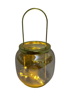 Decorative Glass Candle Holder with Metal Handle for Home Decoration