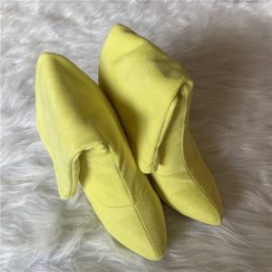 Gg1 2022 Plus Size 32-48 Women Fetish Suede Boots Stiletto 10Cm High Heels Purple Yellow Neon Green Short Ankle Booties Peach Shoes7/3