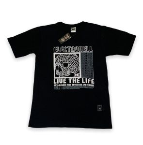 Kaos ElectroHell Skull Live The Life: Kaos Distro Pria Keren
