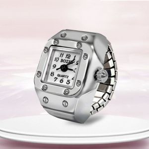 LIUJIR Vintage Rings Jewelry Clock Punk Alloy Finger Watch Ring Hip Hop Personality Roman Quartz Watch Couple