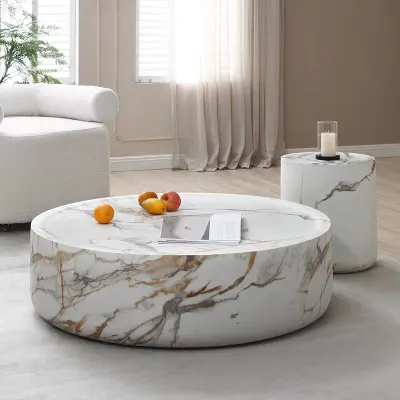 Stone coffee table living room light luxury modern round creative side table