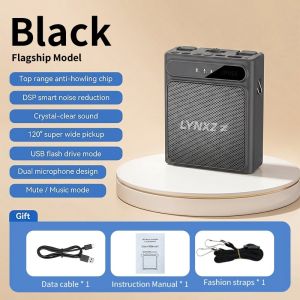 Wireless Voice Amplifier with Dual Clip-on Microphones 3" Speaker Bluetooth 5.4 Magnetic Charging 2000mAh DSP Noise Reduction for Teacher Tour Guide