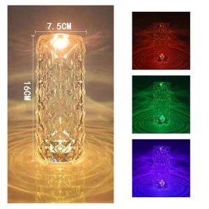 16 Colors Light Crystal Diamond LED Touch Sensor Crystal Night Light Acrylic Decoration Desk Lamps USB Rechargeable For Bar Coffee Bedroom Bedsides