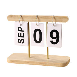 Perpetual Calendar Flip Wooden Calendar Blocks Vintage Wood Block Calendar Home Office Desk Accessories Week Month Date