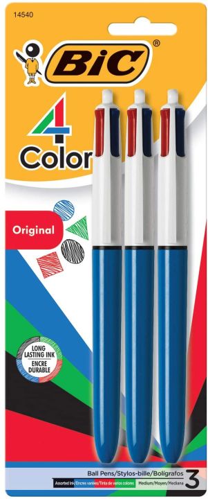 BIC 4-Color Retractable Ballpoint Pen, Medium Point (1.0mm