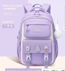 Tas Ransel Anak Perempuan Karissa dengan Tali Serat Mikro Trendi & Aksi - Waterproof Sporty Laptop Backpack